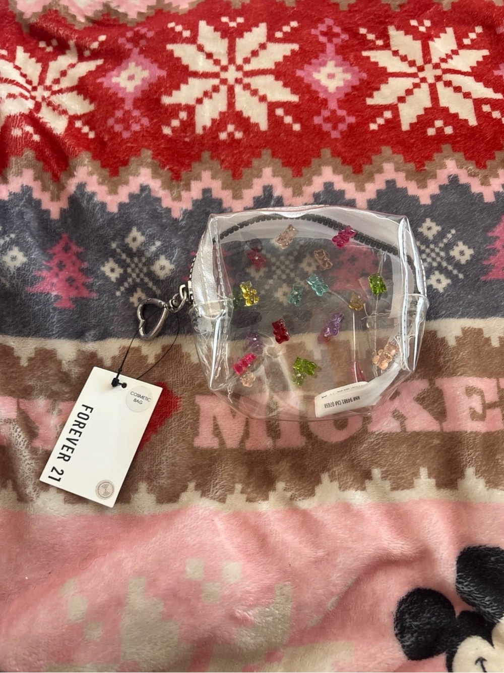 Forever 21 Clear Cosmetic Bag with Gummy Bear Charms